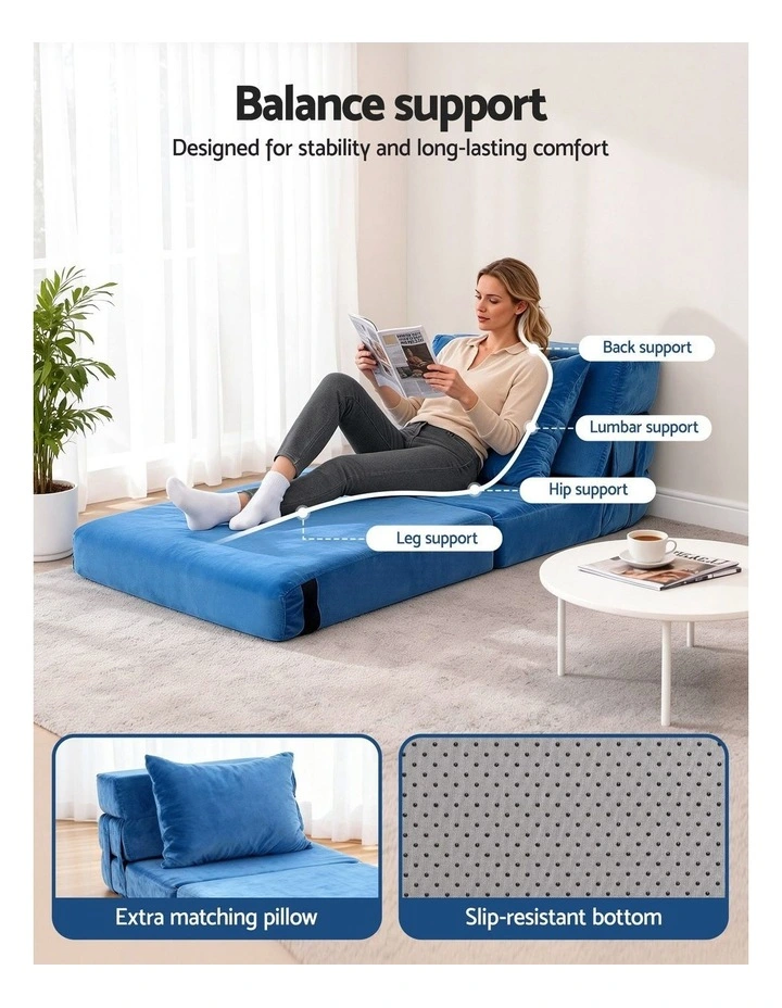 Artiss 3 Pack Folding Sofa Bed Armless Lounger Foam Floor Sofas Futons Couches image 4