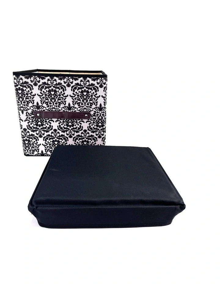 Folding Ottoman Storage Stool Cube Footstool Stool Blanket Box with Cover Padded Seat Space Saving image 3
