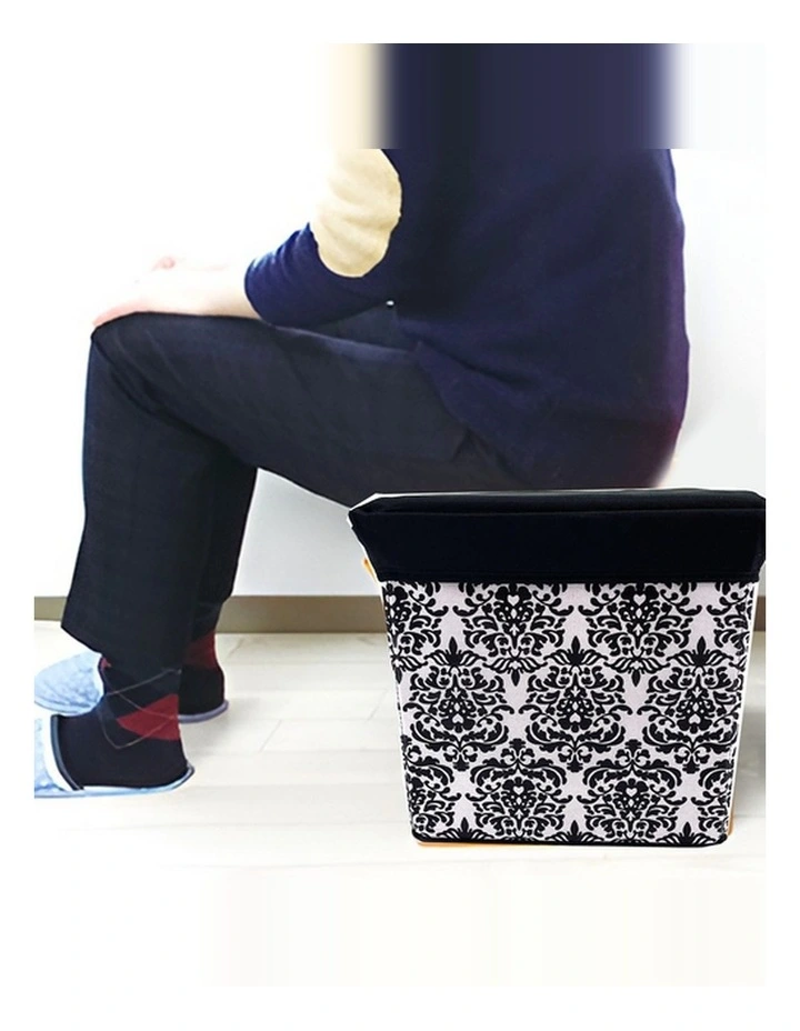 Folding Ottoman Storage Stool Cube Footstool Stool Blanket Box with Cover Padded Seat Space Saving image 4