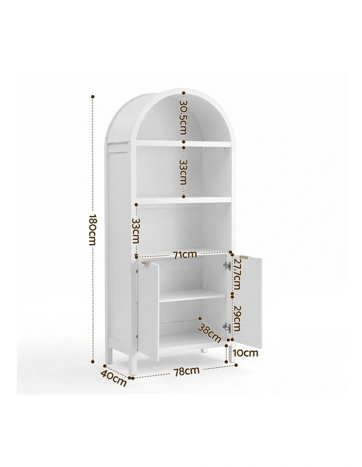 Artiss Buffet Sideboard Cabinet Pantry 180CM Arched Storage Bookshelf White image 2