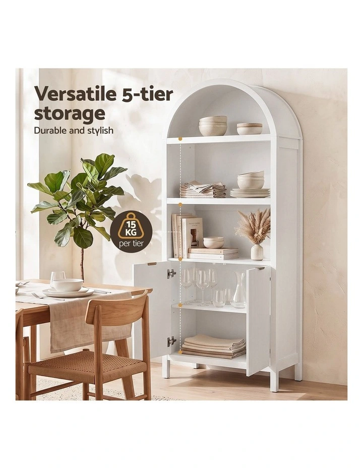 Artiss Buffet Sideboard Cabinet Pantry 180CM Arched Storage Bookshelf White image 4