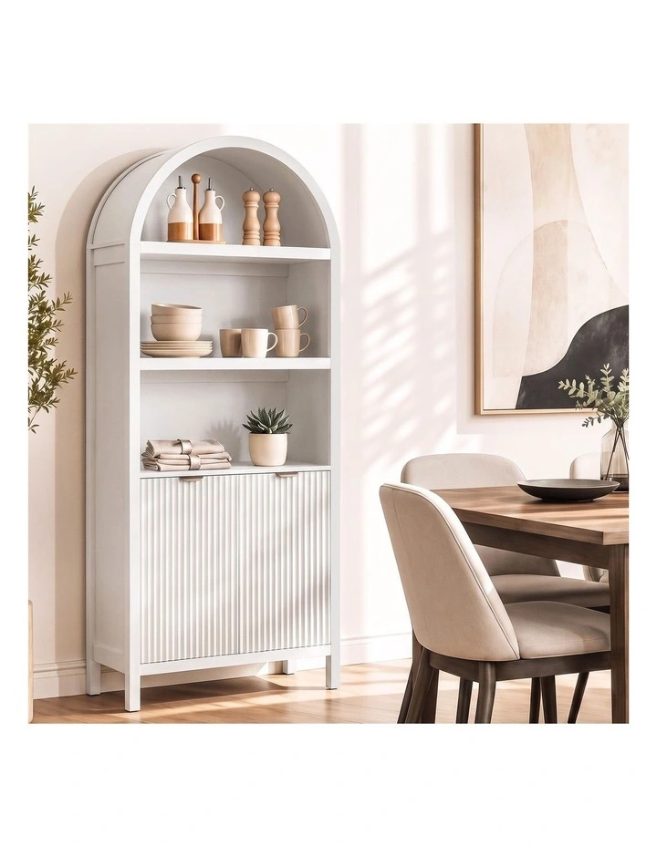Artiss Buffet Sideboard Cabinet Pantry 180CM Arched Storage Bookshelf White image 6