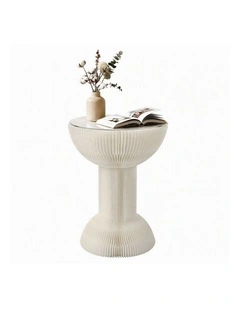 Artiss Paper End Table Honeycomb Coffee Table Foldable Round Bedside Side Table White 40x55cm