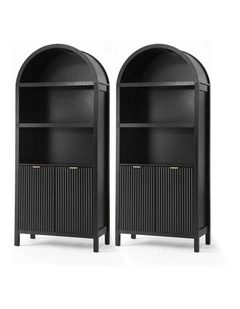 Artiss Buffet Sideboard Cabinet Pantry X2 180CM Arched Storage Bookshelf Black