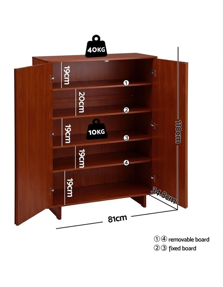Artiss Shoe Cabinet 5 Tier Storage Organiser w/ Adjustable Shelves Bamboo image 2