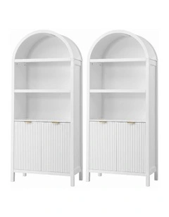Artiss Buffet Sideboard Cabinet Pantry X2 180CM Arched Storage Bookshelf White