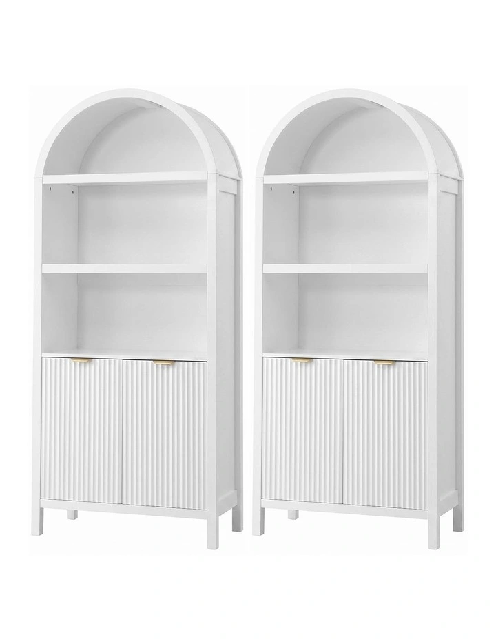 Artiss Buffet Sideboard Cabinet Pantry X2 180CM Arched Storage Bookshelf White image 1