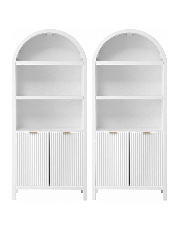 Artiss Buffet Sideboard Cabinet Pantry X2 180CM Arched Storage Bookshelf White image 3