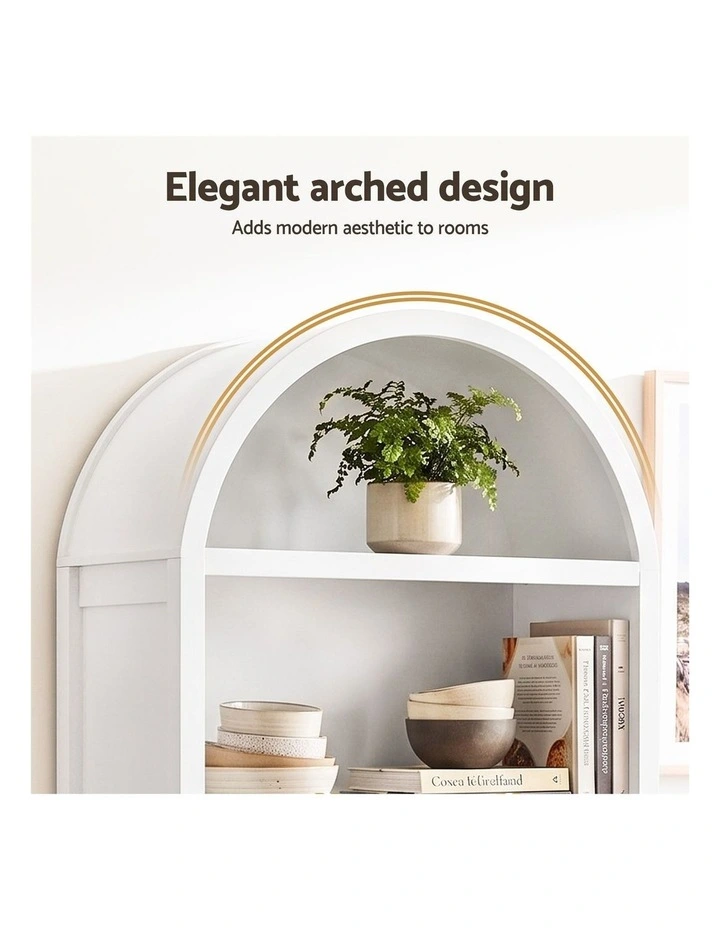 Artiss Buffet Sideboard Cabinet Pantry X2 180CM Arched Storage Bookshelf White image 5