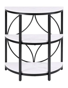 Artiss Semi-Circle End Table 3 Tier Coffee Table Side Nightstand Shelf Marble Effect White&Black