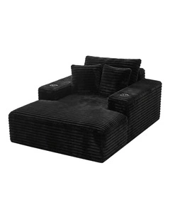 Artiss Sofa Bed Lounge Chair Sleeper Couch Chaise Single Seater Faux Fur Black