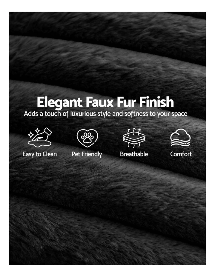 Artiss Sofa Bed Lounge Chair Sleeper Couch Chaise Single Seater Faux Fur Black image 6