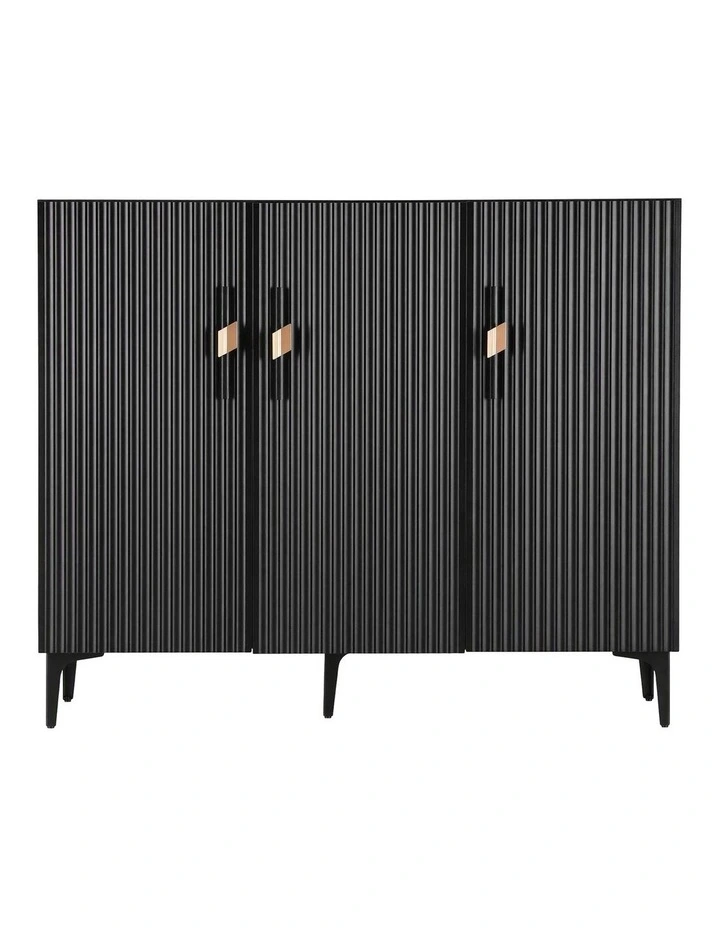 Artiss Shoe Cabinet Fluted Style 25 Pairs Shoe Storage Cupboard Black image 3