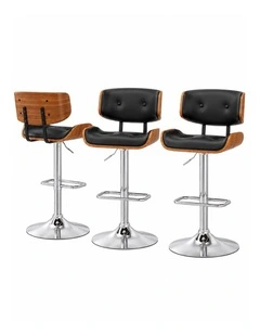 Artiss Bar Stools X3 Kitchen Counter Chair Gas Lift Swivel PU Cherry Black