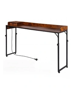 Levede Overbed Table 180cm 84-109cm Mobile with Charging Station Bedroom Brown