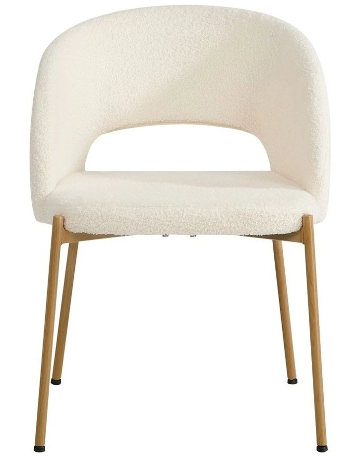 Oikiture 2x Dining Chair Accent Chairs Tub Armchair Sherpa White&Natural image 2