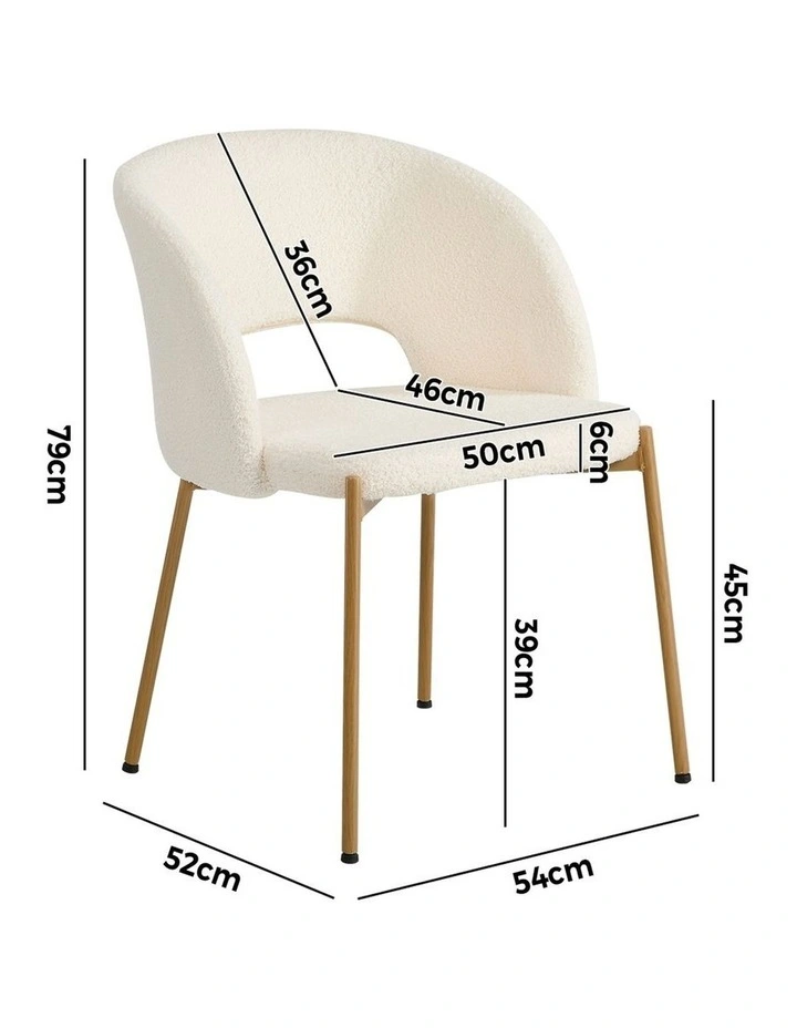 Oikiture 2x Dining Chair Accent Chairs Tub Armchair Sherpa White&Natural image 3