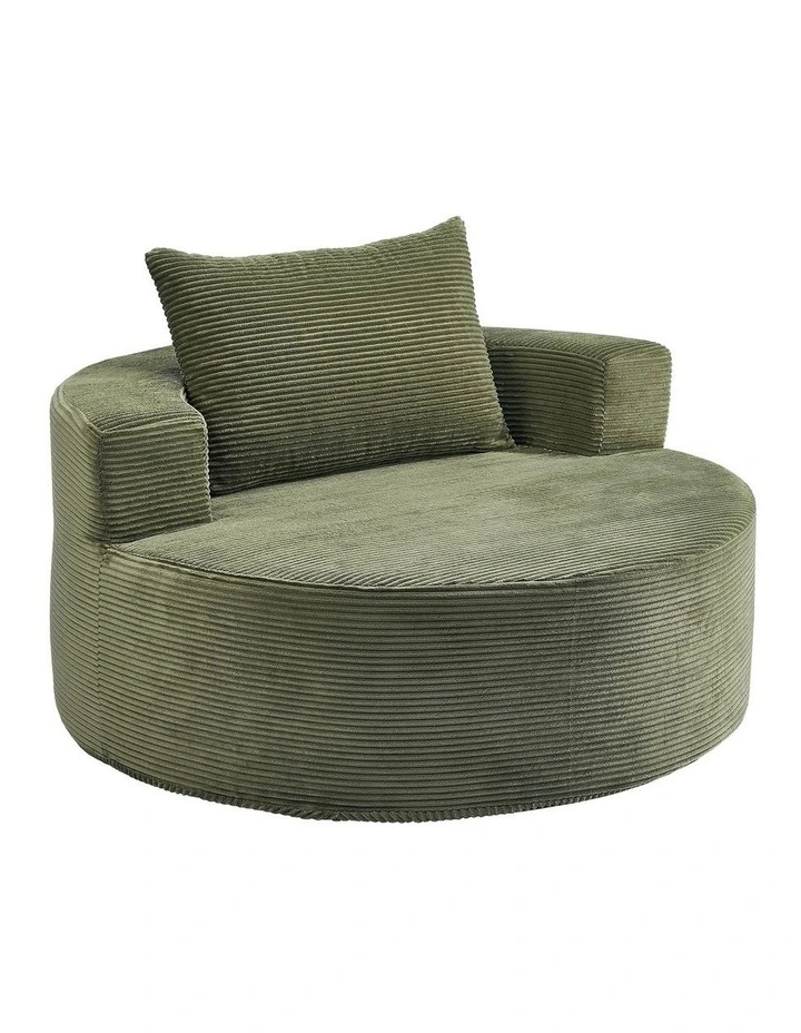Oikiture Floor Chair Lounge Couch Lazy Sofa Corduroy Chaise Green image 1