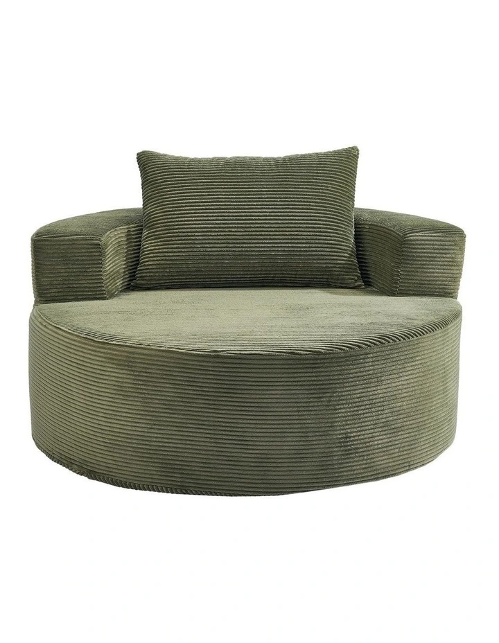Oikiture Floor Chair Lounge Couch Lazy Sofa Corduroy Chaise Green image 2