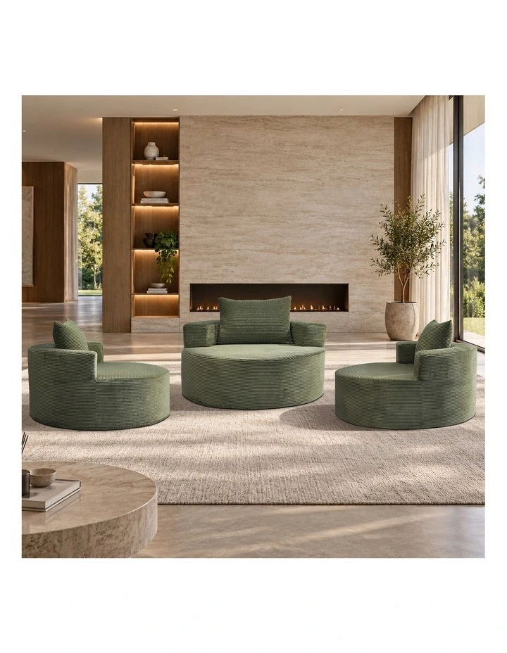 Oikiture Floor Chair Lounge Couch Lazy Sofa Corduroy Chaise Green image 5