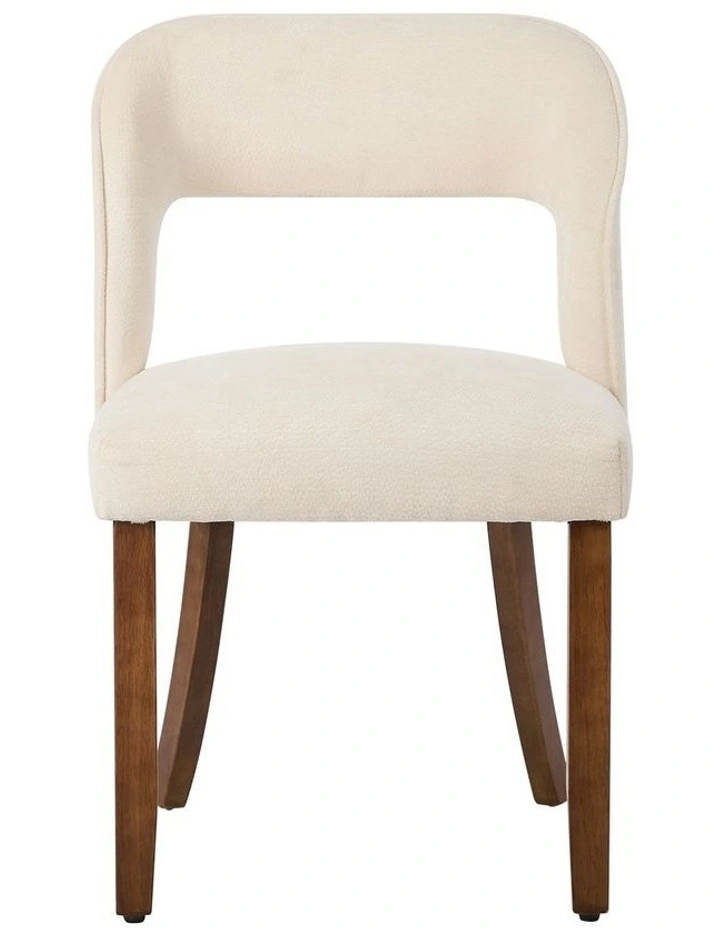 Oikiture 2x Dining Chairs Chenille Upholstery Chair Rubberwood Legs Beige image 2