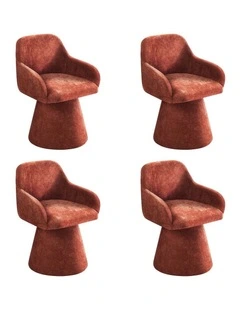Oikiture 4x Dining Chair Swivel Armchair Lounge Accent Chair Polyester Linen Red