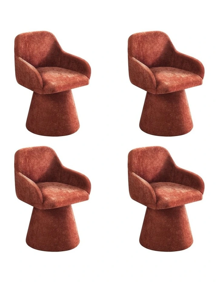 Oikiture 4x Dining Chair Swivel Armchair Lounge Accent Chair Polyester Linen Red image 1