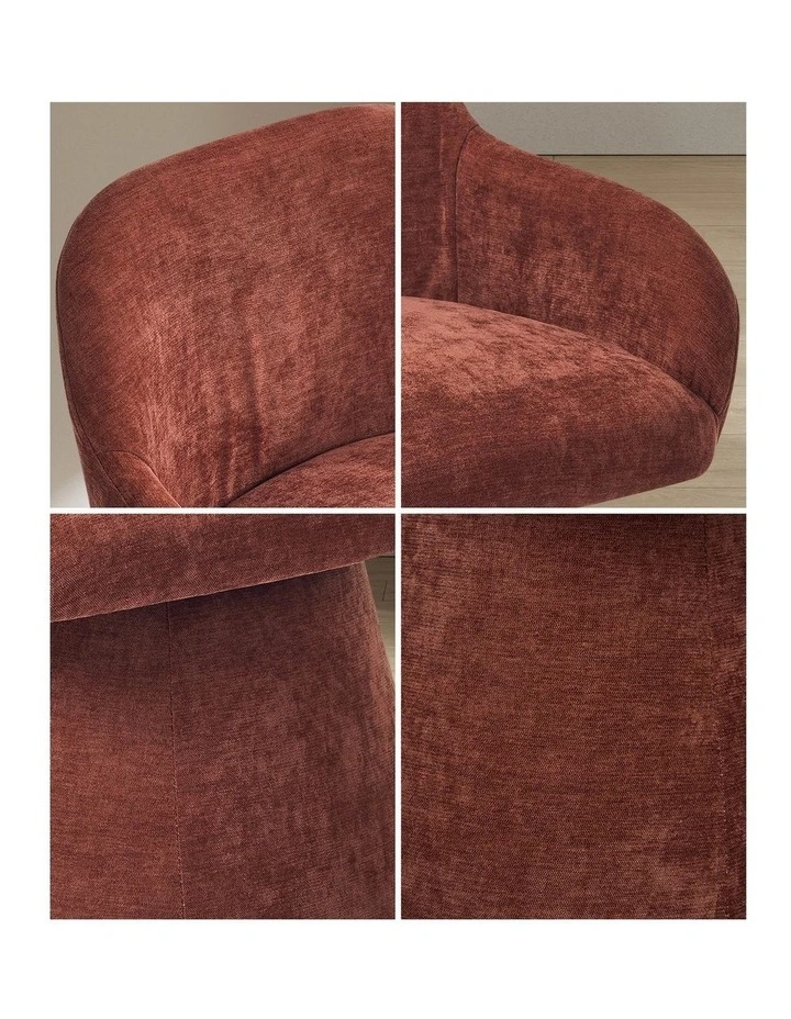 Oikiture 4x Dining Chair Swivel Armchair Lounge Accent Chair Polyester Linen Red image 7