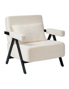Oikiture Compressed Armchair Sherpa Lounge Chair Accent Sofa with Cushion