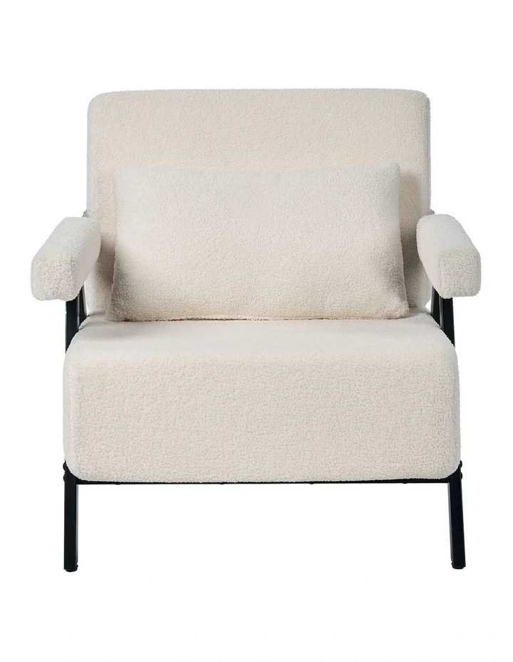 Oikiture Compressed Armchair Sherpa Lounge Chair Accent Sofa with Cushion image 2