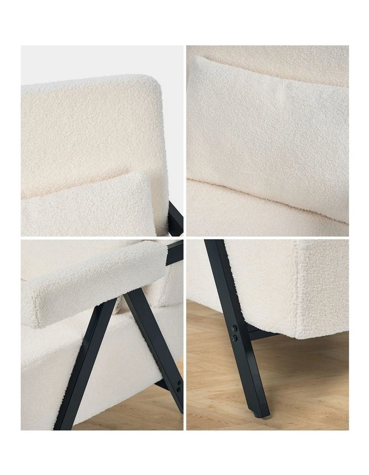 Oikiture Compressed Armchair Sherpa Lounge Chair Accent Sofa with Cushion image 7
