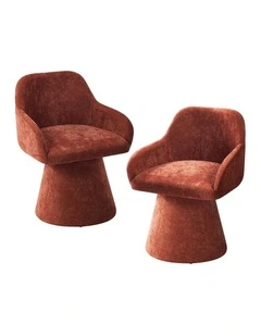 Oikiture 2x Dining Chair Swivel Armchair Lounge Accent Chair Polyester Linen Red