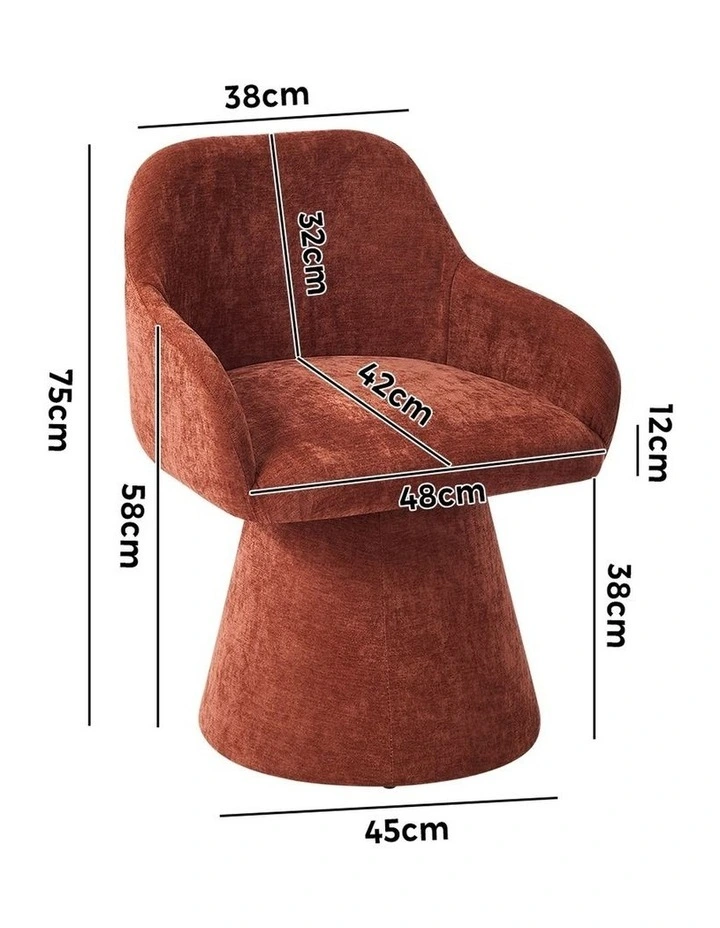 Oikiture 2x Dining Chair Swivel Armchair Lounge Accent Chair Polyester Linen Red image 3