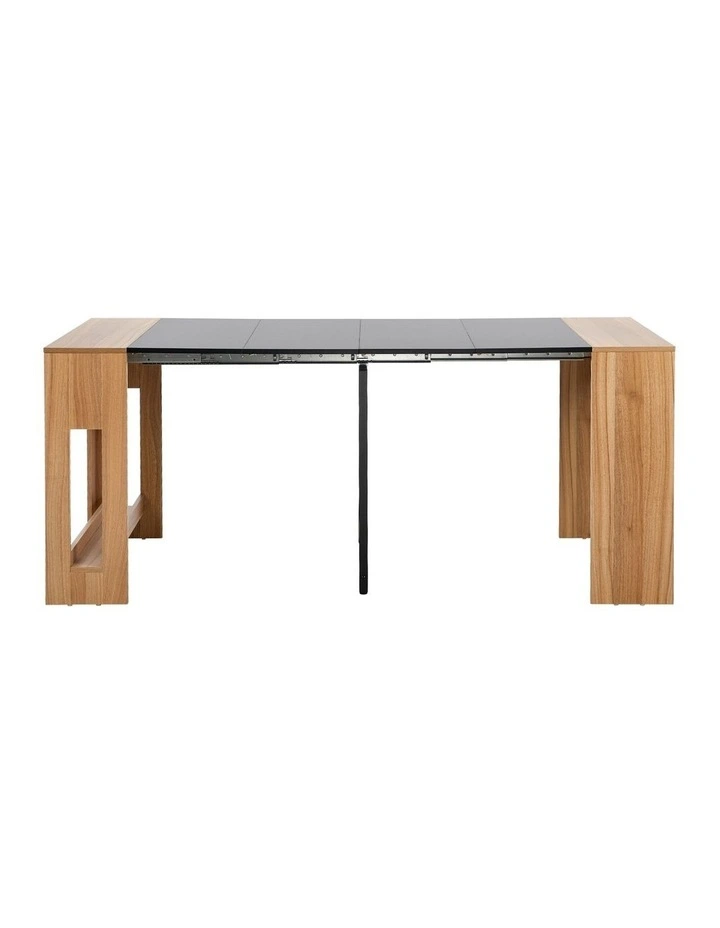 Oikiture 180cm Extendable Dining Table Wooden Kitchen Furniture Natural&Black image 2