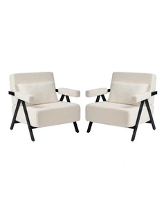 Oikiture 2x Compressed Armchair Sherpa Lounge Chair Accent Sofa with Cushion