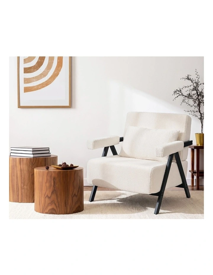 Oikiture 2x Compressed Armchair Sherpa Lounge Chair Accent Sofa with Cushion image 6