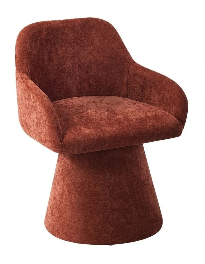 Oikiture Dining Chair Swivel Armchair Lounge Accent Chairs Polyester Linen Red image 1