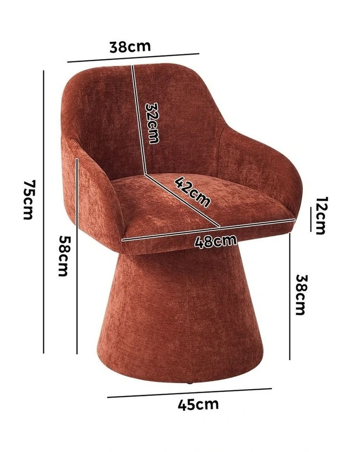 Oikiture Dining Chair Swivel Armchair Lounge Accent Chairs Polyester Linen Red image 3