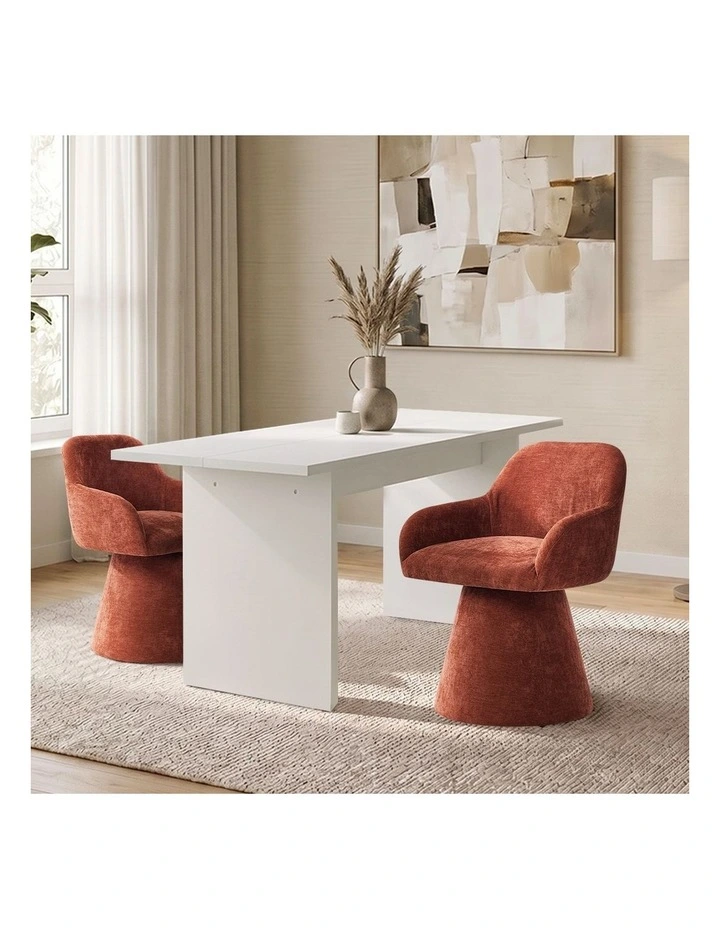 Oikiture Dining Chair Swivel Armchair Lounge Accent Chairs Polyester Linen Red image 5