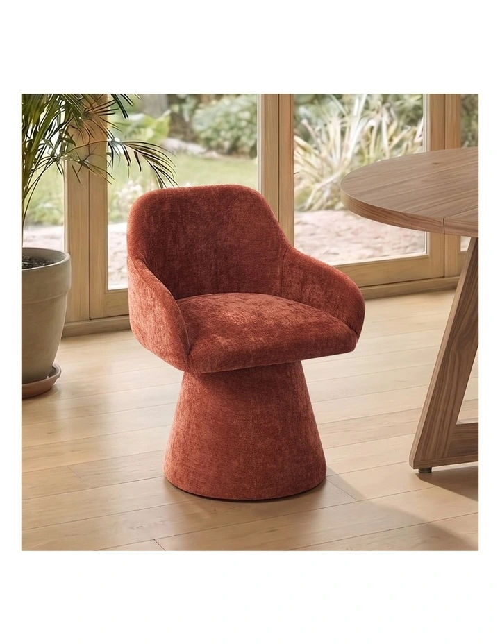 Oikiture Dining Chair Swivel Armchair Lounge Accent Chairs Polyester Linen Red image 6