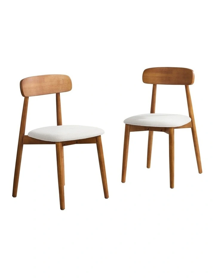Oikiture 2x Dining Chairs Kitchen Chair PU Leather Lounge Beige&Walunt image 1