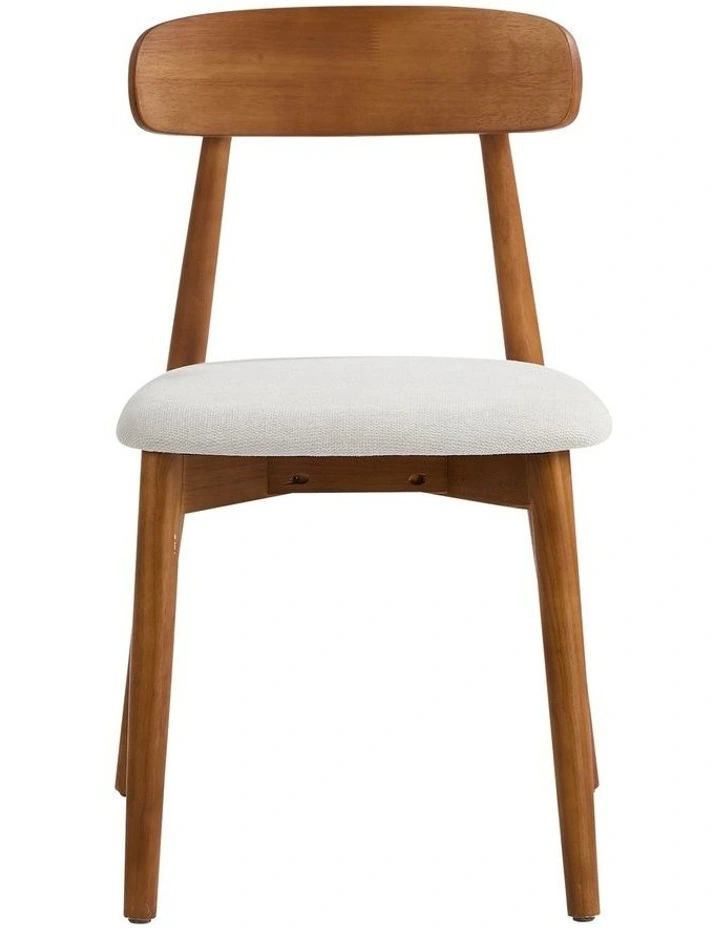 Oikiture 2x Dining Chairs Kitchen Chair PU Leather Lounge Beige&Walunt image 2