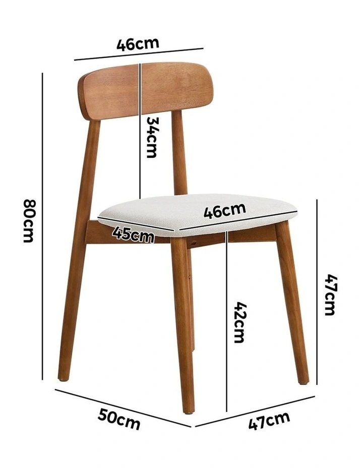 Oikiture 2x Dining Chairs Kitchen Chair PU Leather Lounge Beige&Walunt image 3