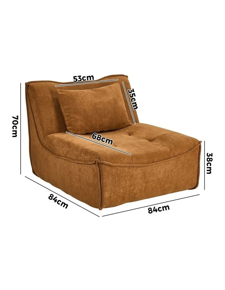 Oikiture 2x Accent Chair Lazy Sofa Floor Couch Leisure Lounge Foam Pouffe Brown image 3