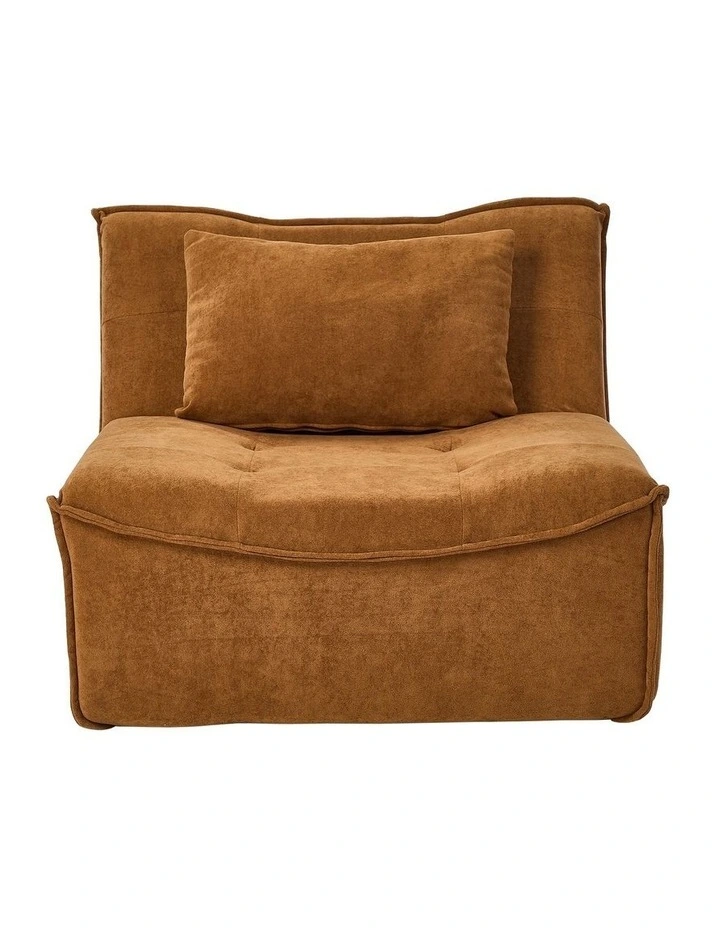 Oikiture Accent Chair Lazy Sofa Floor Couch Leisure Lounge Foam Pouffe Brown image 2