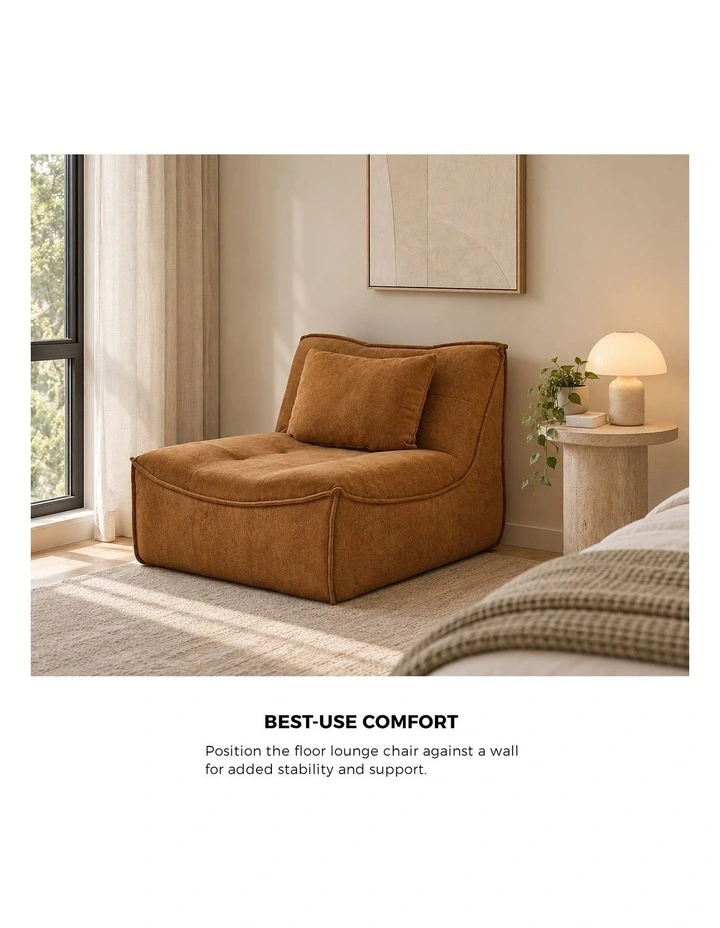 Oikiture Accent Chair Lazy Sofa Floor Couch Leisure Lounge Foam Pouffe Brown image 7