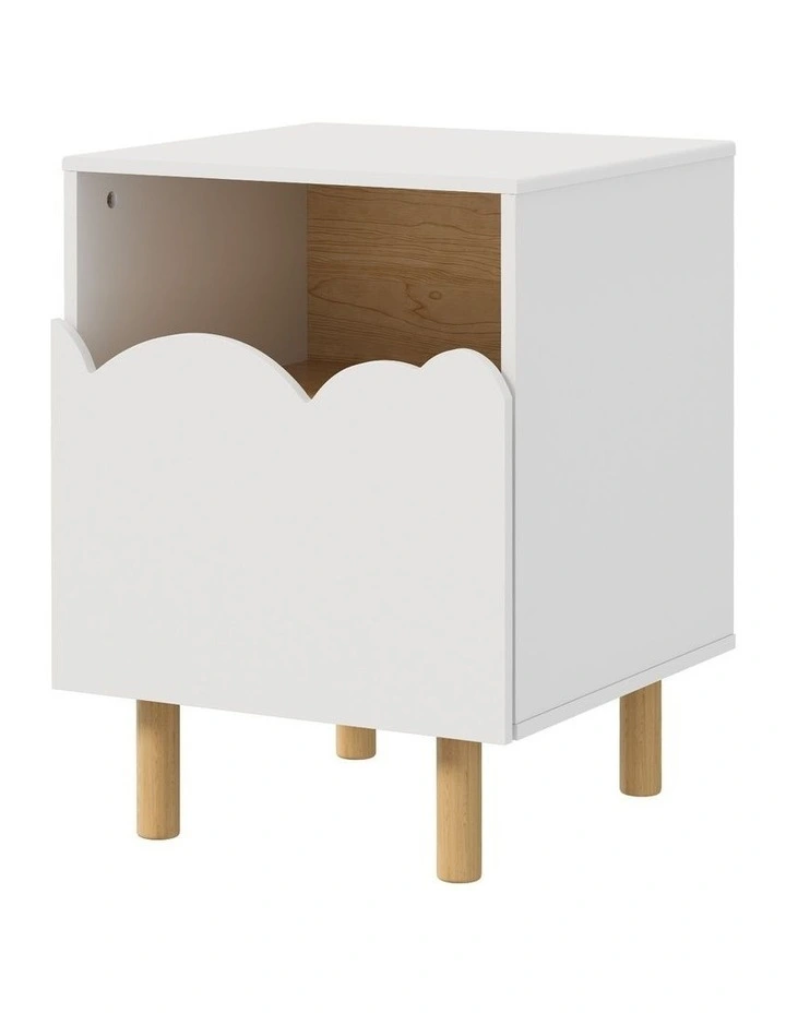 Oikiture Bedside Table Single Drawer Nightstand Kids Bedroom Storage White image 1