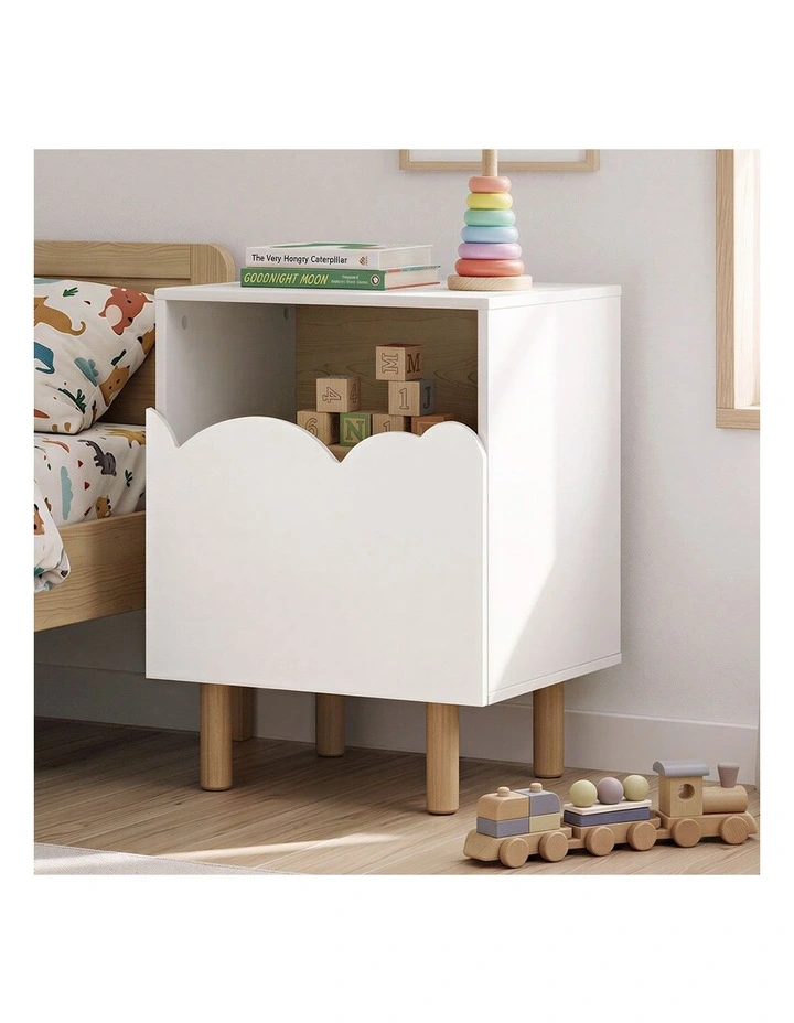 Oikiture Bedside Table Single Drawer Nightstand Kids Bedroom Storage White image 4