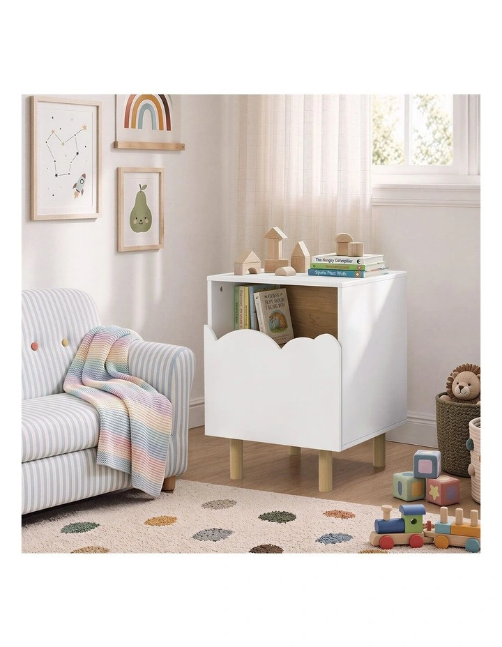 Oikiture Bedside Table Single Drawer Nightstand Kids Bedroom Storage White image 5