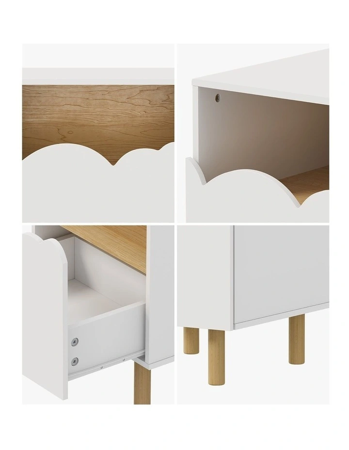 Oikiture Bedside Table Single Drawer Nightstand Kids Bedroom Storage White image 6